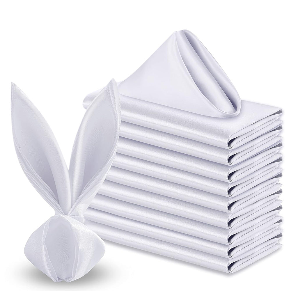 10 Pack Polyester Satin Dinner Napkins for Weddings Hotels Dining