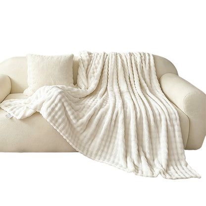 Bubble Fleece Blanket Soft Textured Throw for Sofa Bed Home Decor-White
