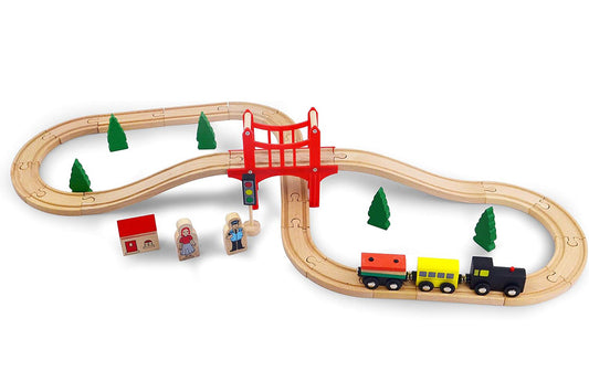 Wooden Train Set Wooden Tracks Expandable Changeable for 6 Years Old Girls Boys