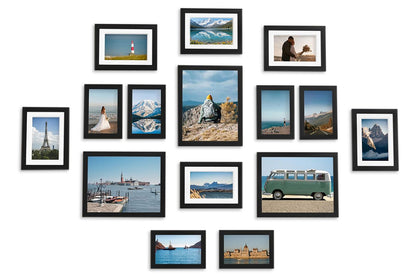 15 Piece Picture Frame Set Multi-size Collage Photo Frames for Wall or Tabletop Display