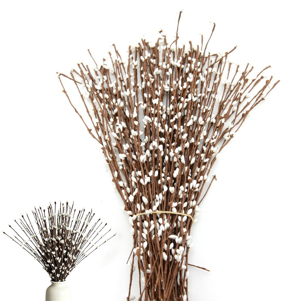 100 PCS Faux Pussy Willow Branches Realistic Artificial Willow Stems for DIY Crafts