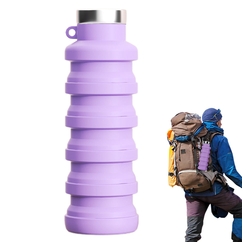 500ml Collapsible Silicone Water Bottle with Hanging Hole for Outdoor Office