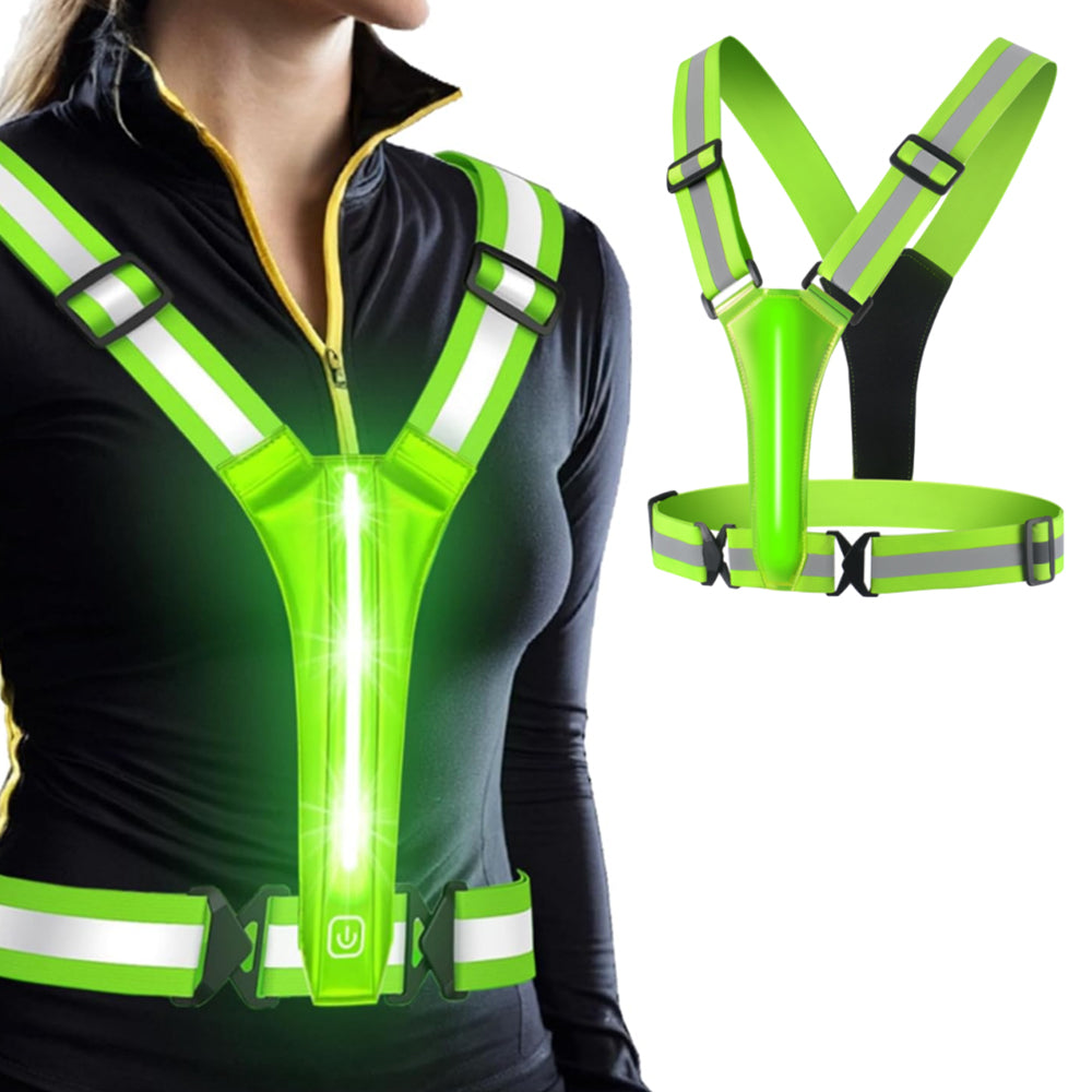 Rechargeable LED Reflective Vest for Running Cycling Walking Horse Riding