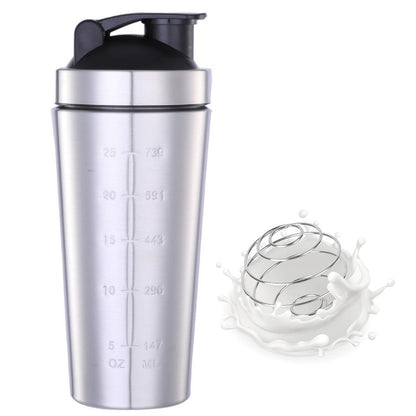 750ml Stainless Steel Protein Shaker Bottle with Mixing Ball
