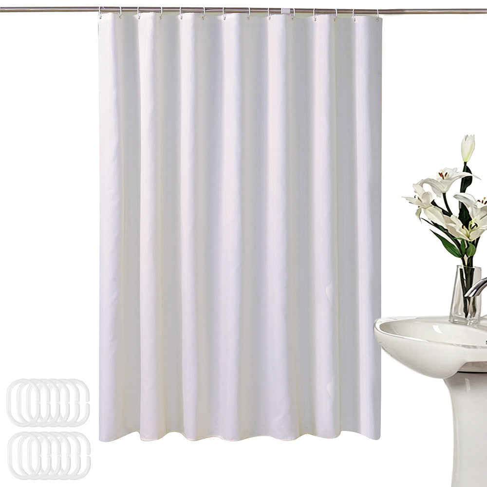 Waterproof Shower Curtain with 12 Hooks Thick Polyester for Bathtub Bathroom