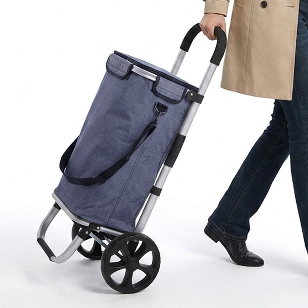 Folding Shopping Cart with Waterproof Oxford Bag Portable Utility Trolley