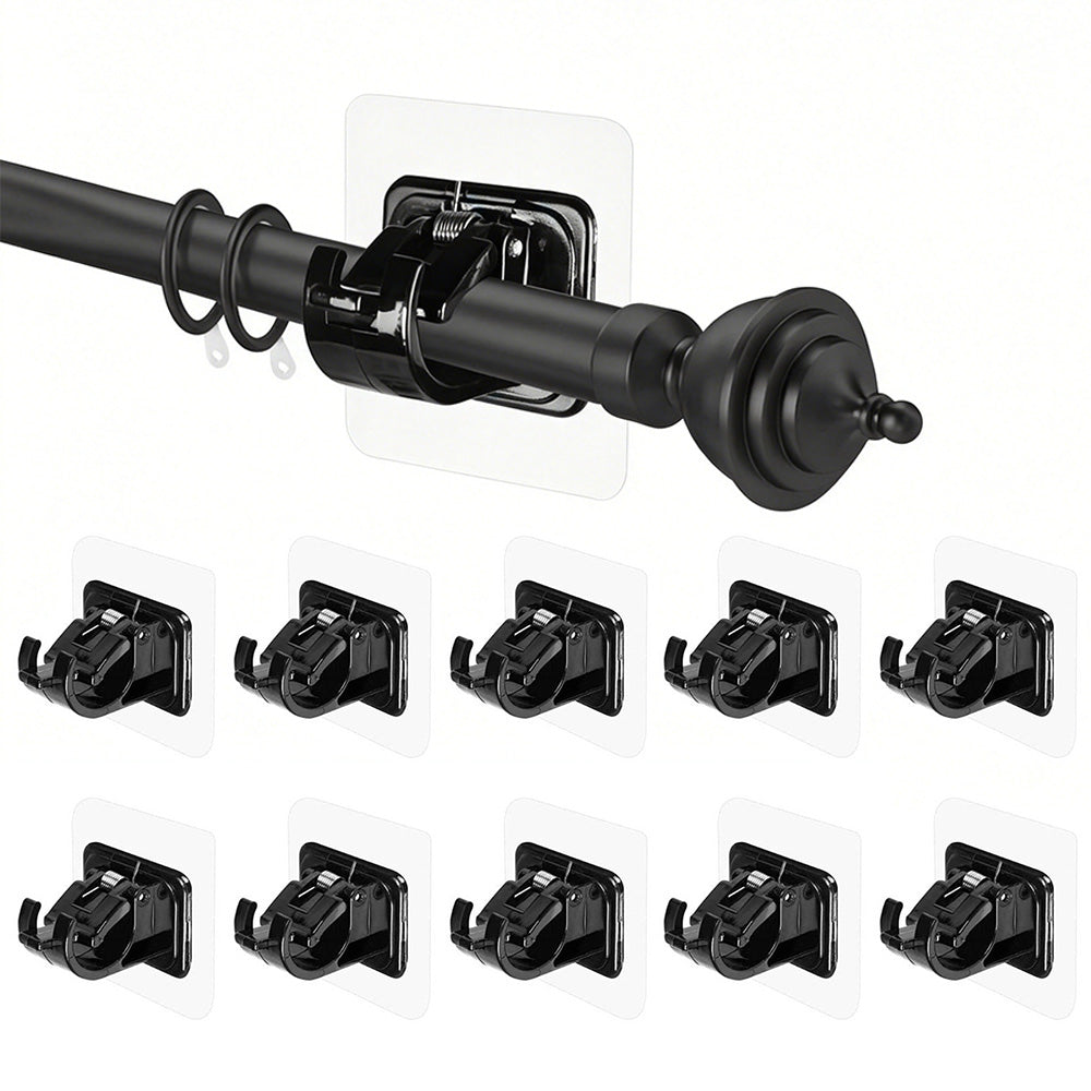 10 Pcs No Drill Curtain Rod Holder Self Adhesive Hook for Smooth Surface