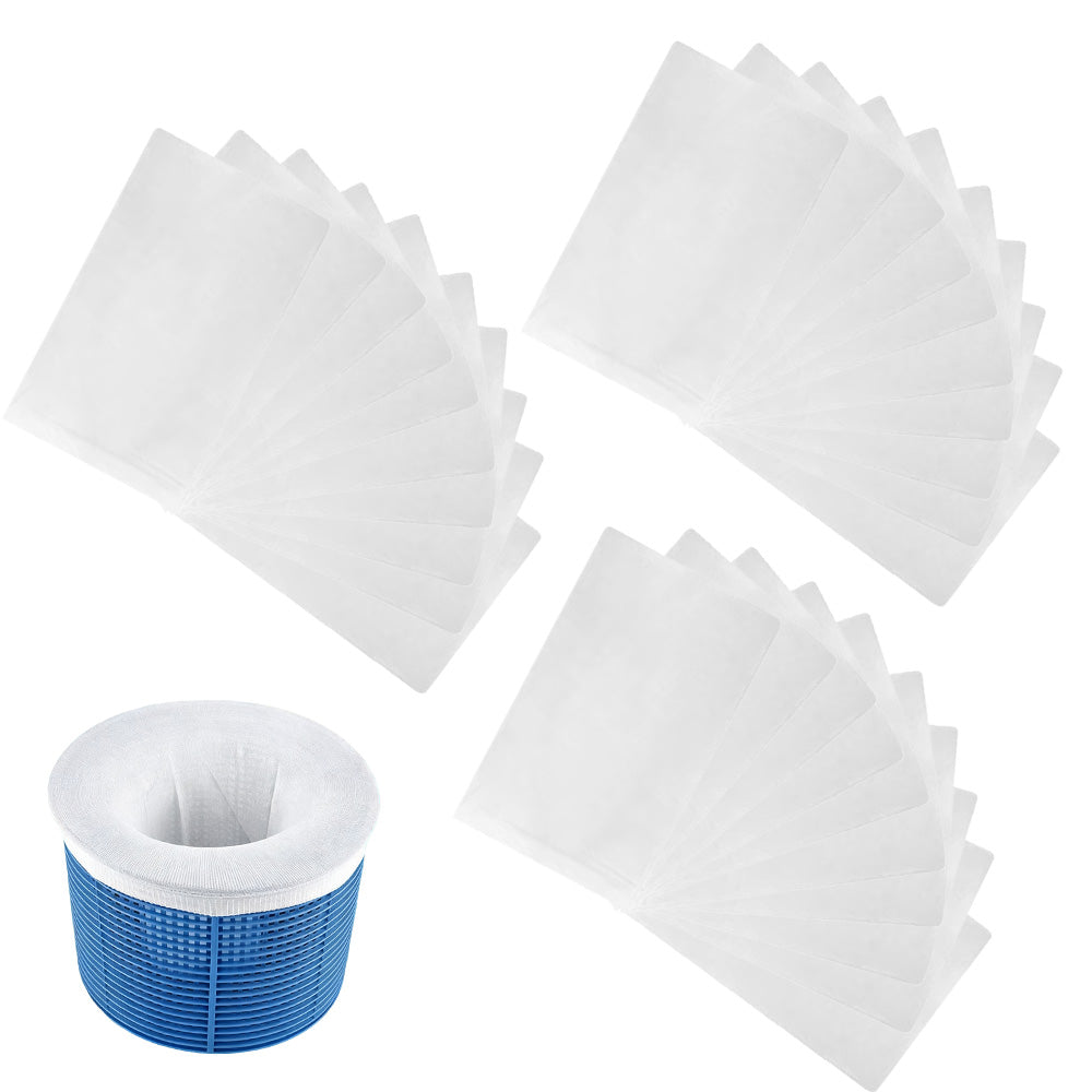 30 Pack 22cm Stretch Fine Mesh Pool Skimmer Filter Socks Reusable