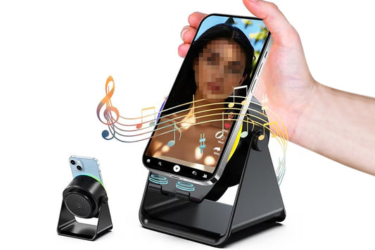 4 in 1 Wireless Induction Speaker Bluetooth Speaker with 360 Adjustable Phone Holder