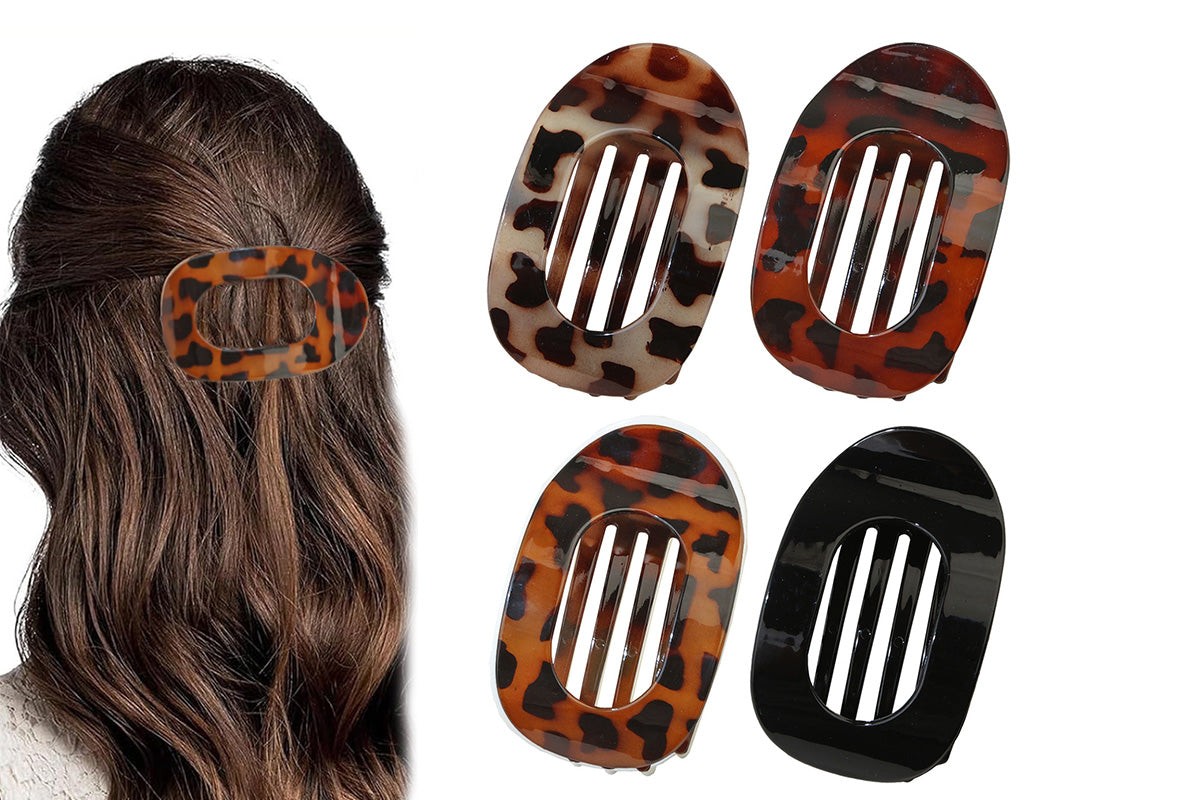 4-Piece Flat Hair Claw Clips Set for Women Strong Hold Styling