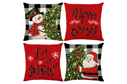 Set of 4 Christmas Pillow Covers Decorative Throw Pillow Covers for Sofa