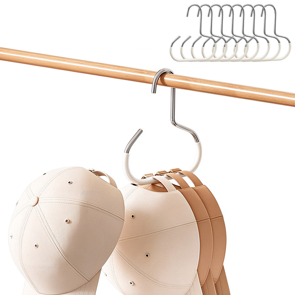 8 Pcs Iron Ring Hat Storage Hooks for Closet No-Drill Cap Scarf and Bag Hangers
