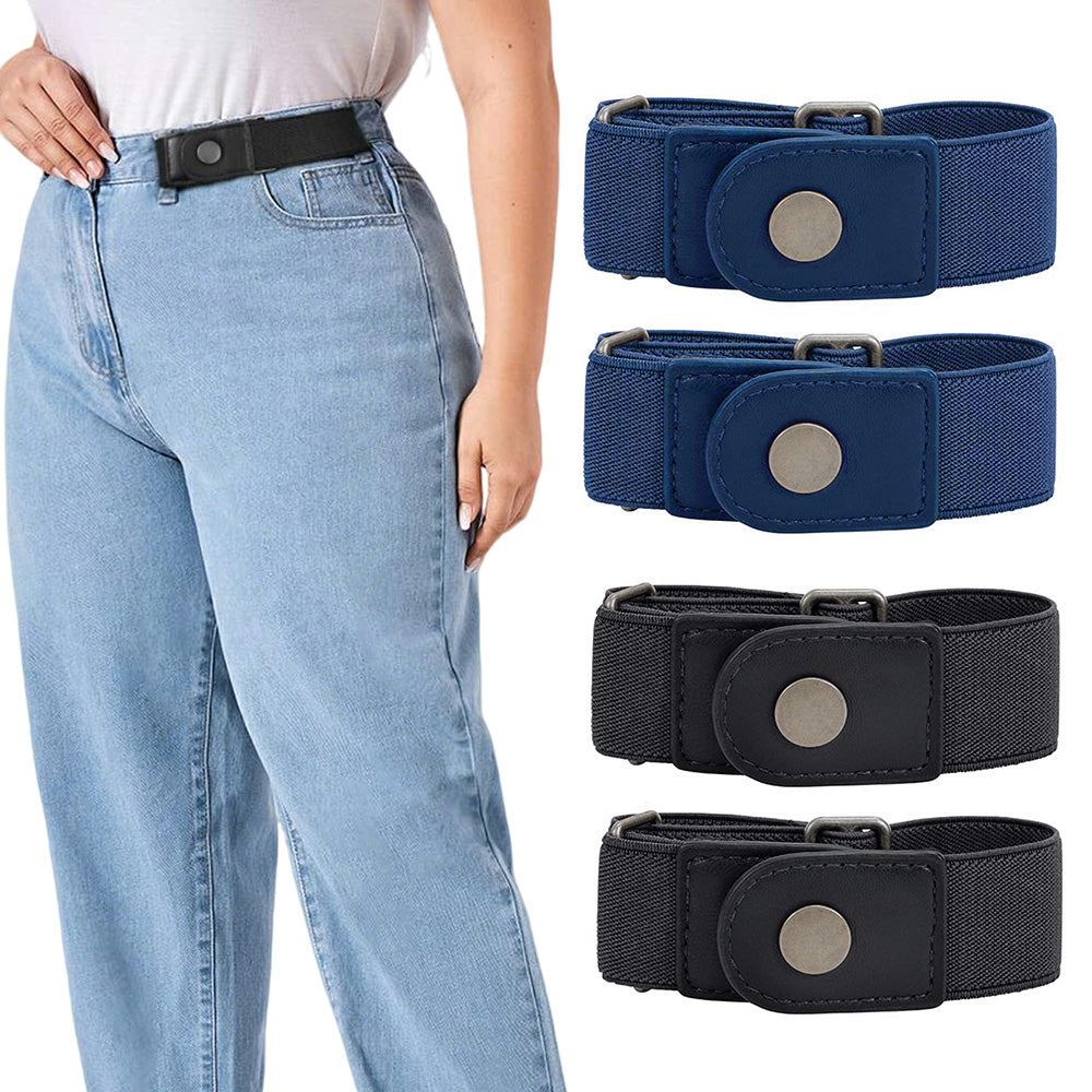 Elastic Belt Side Buckle for Jeans Pants Unisex Adults Adjustable Waistband Stretch