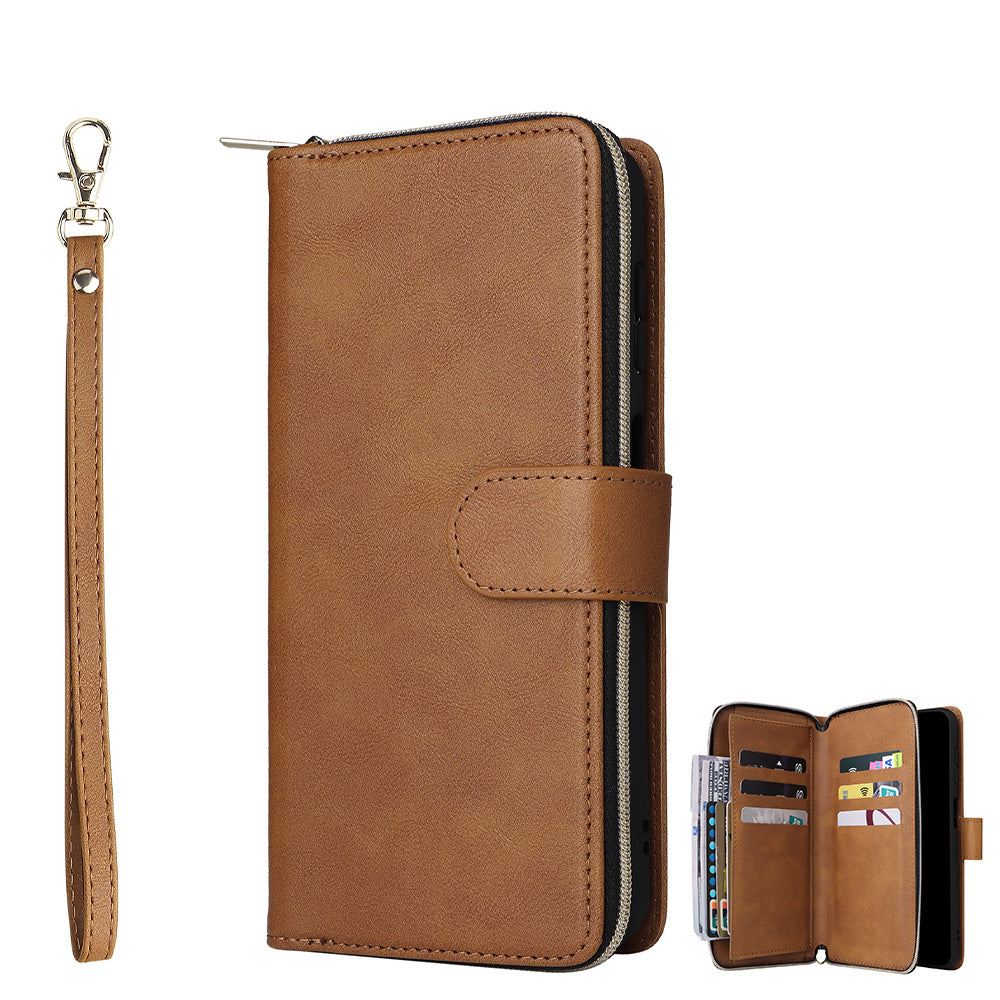 Wallet Leather Flip Cover for Samsung S26 Series with Card Slots Kickstand-Brown