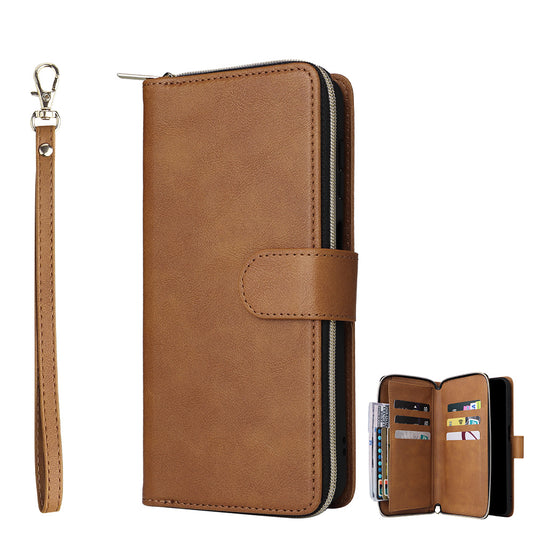 Wallet Leather Flip Cover for Samsung S26 Series with Card Slots Kickstand-Brown