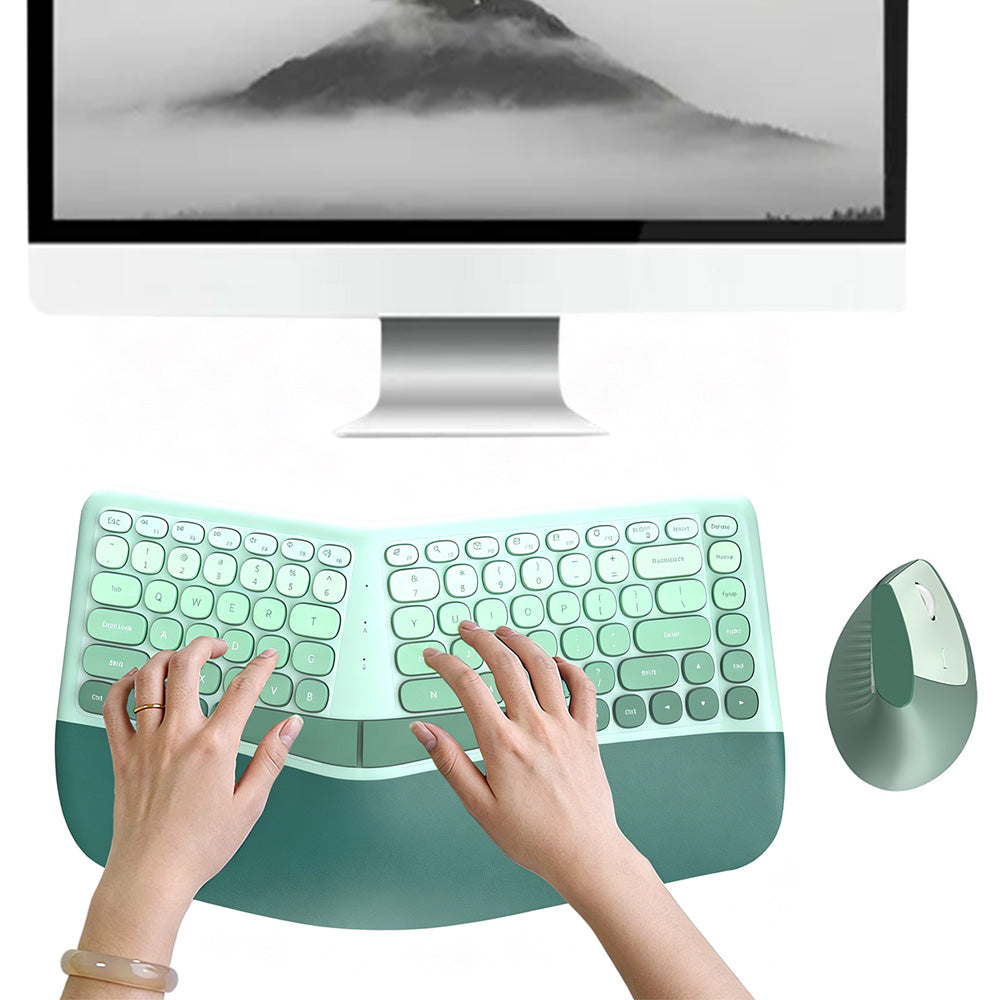2.4G Wireless Keyboard and Mouse Set with Ergonomic Design 84 Key Keyboard and 6 Button Mouse