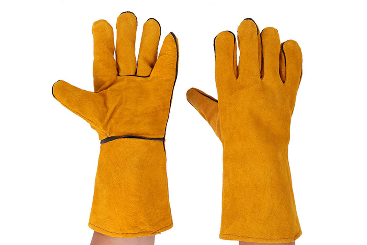 Double Layer Leather Welding Gloves Heat Resistant Fireproof Safety Gloves
