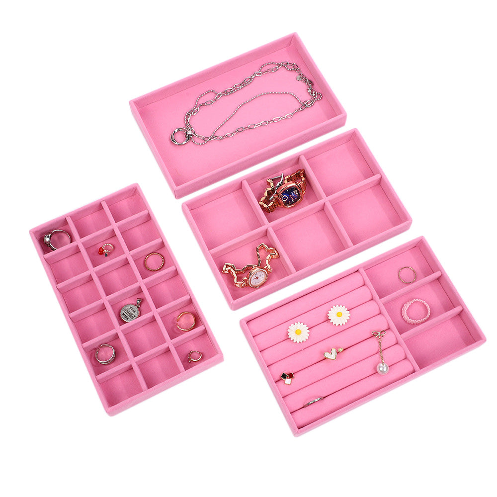 4pcs Stackable Jewelry Organizer Boxes Set for Earrings Rings Necklaces Bracelets