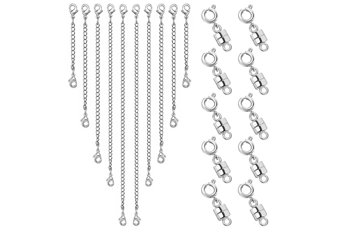 20-Piece Necklace Extender Set with Clasps for Jewelry and Bracelets