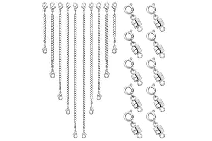 20-Piece Necklace Extender Set with Clasps for Jewelry and Bracelets