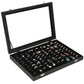 100 Slots Jewelry Ring Display Organizer Box with Glass Lid Earring Storage Tray