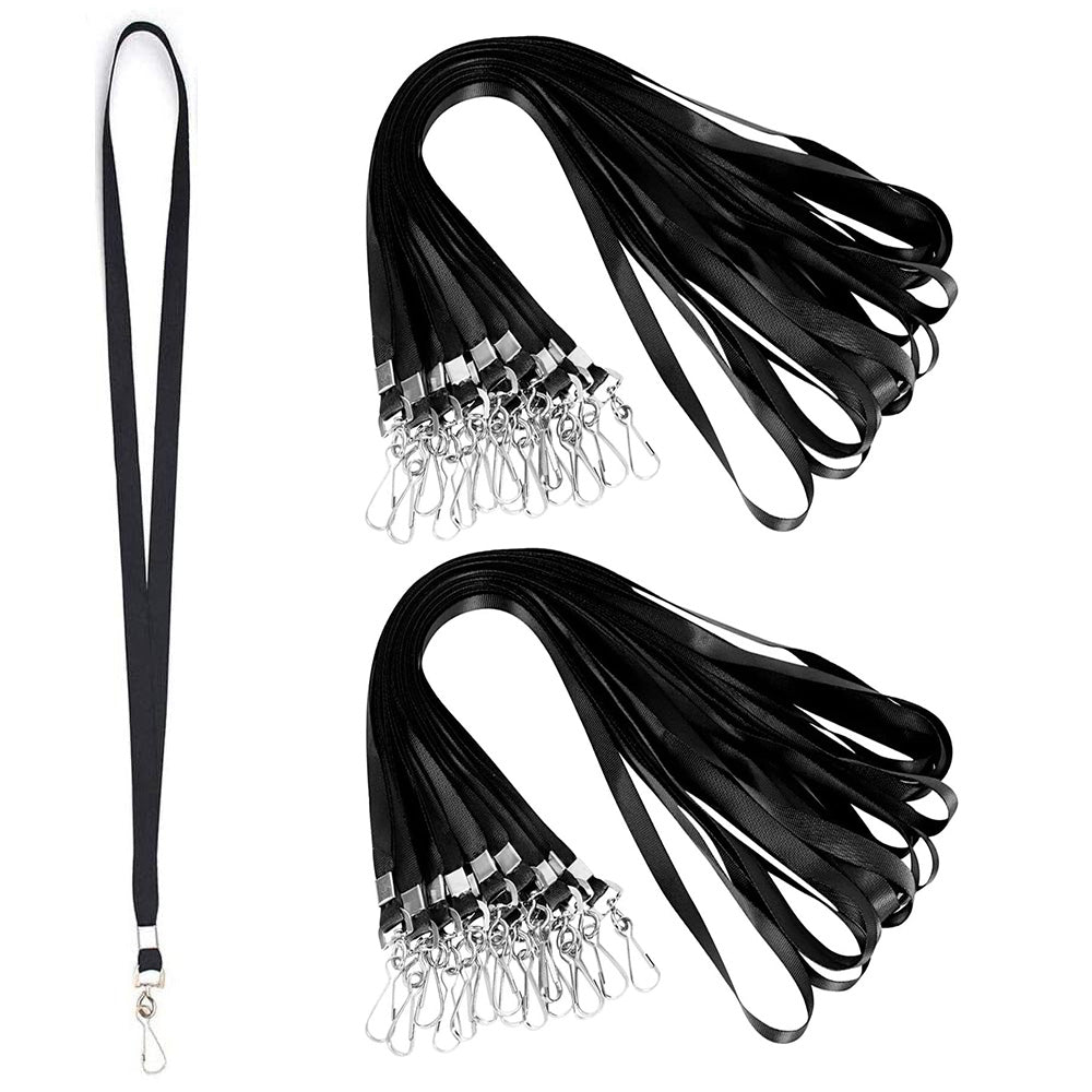 50 Flat Polyester ID Badge Lanyards with 360 Degree Swivel Hooks