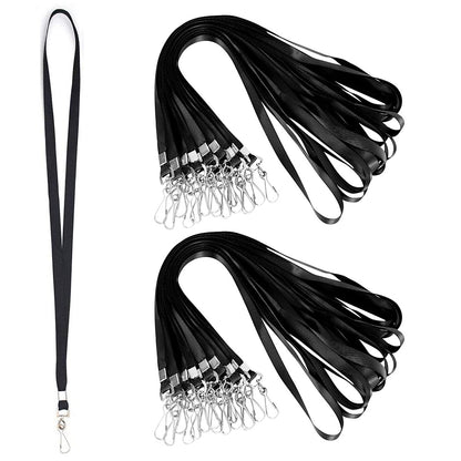 50 Flat Polyester ID Badge Lanyards with 360 Degree Swivel Hooks