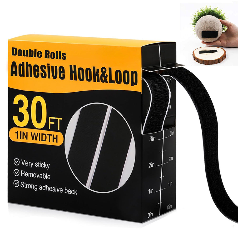 30Ft x 1 Inch Hook and Loop Strips with Adhesive 2 Rolls Heavy Duty Hook Loop Tape