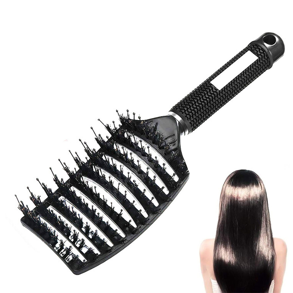 Detangle Nylon Boar Bristle Brush Head Scalp Massage Comb For Fine Hair