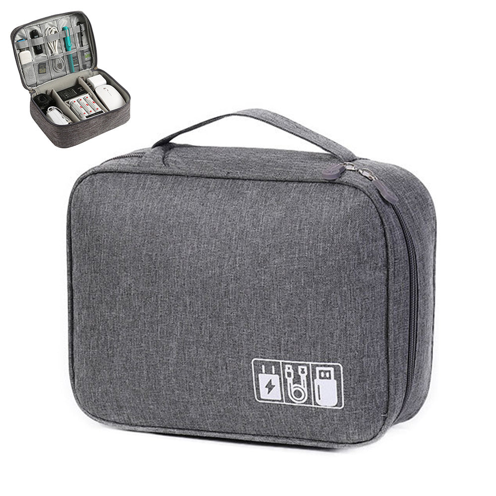 Large Digital Electronics Travel Organizer Bag with Adjustable Dividers