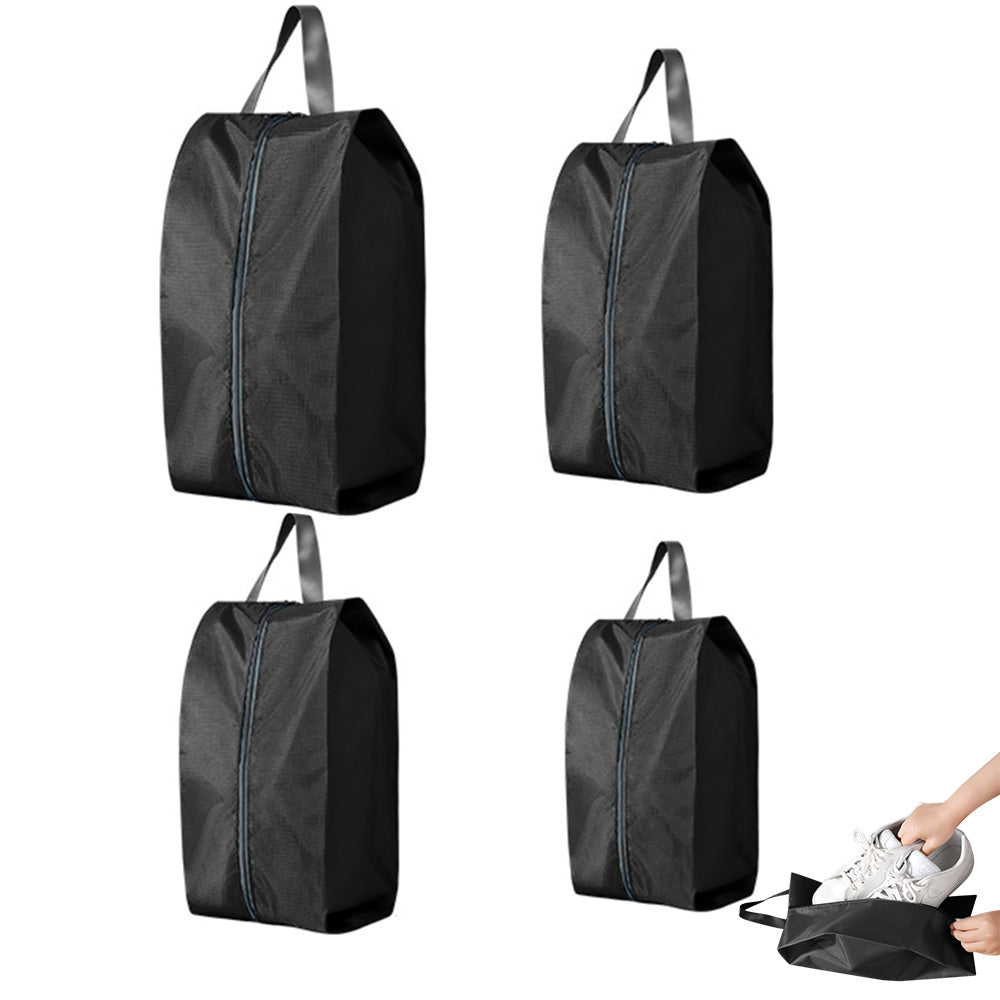4Pcs Water-Resistant Travel Shoe Storage Bags-Black