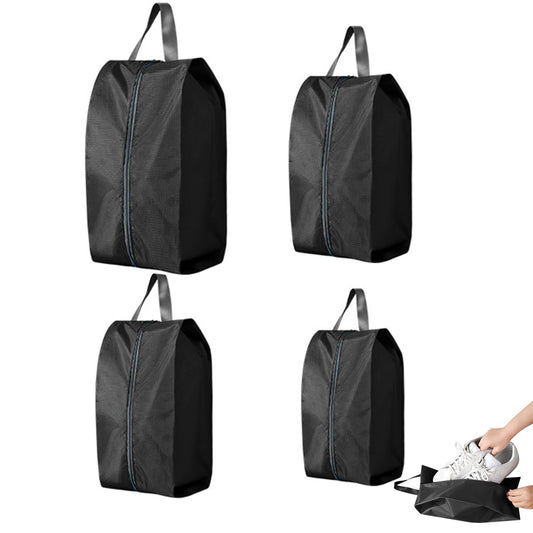 4Pcs Water-Resistant Travel Shoe Storage Bags-Black