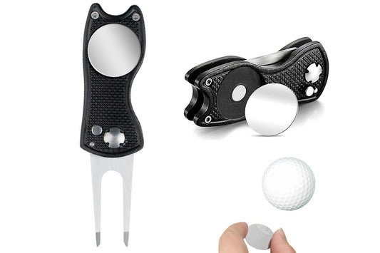 2PCS Golf Divot Repair Tool Putt Alignment Ball Marker Pop-up Fork Tine