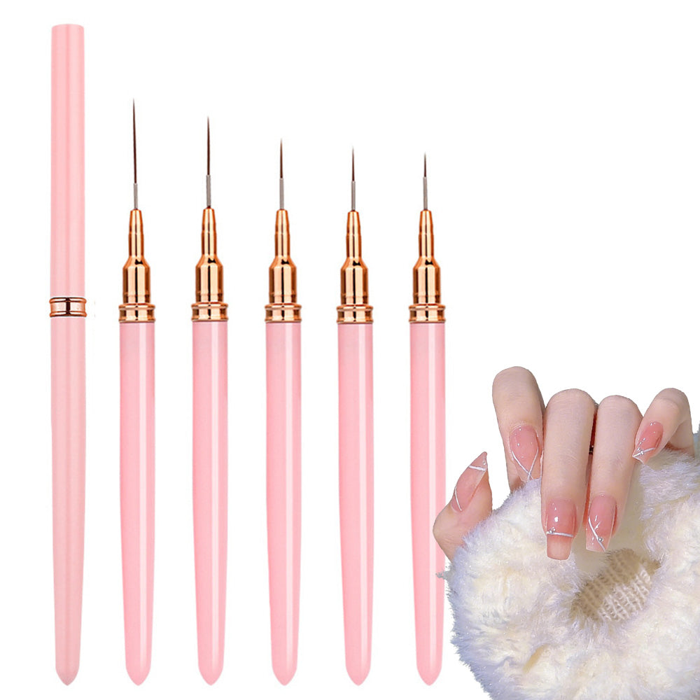 5PCS Nail Art Liner Brushes Set Nail Tools For Long Lines Thin Details Fine Drawing