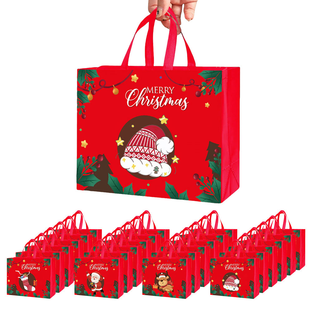 24Pcs Nonwoven Christmas and Halloween Handled Gift Shopping Bags