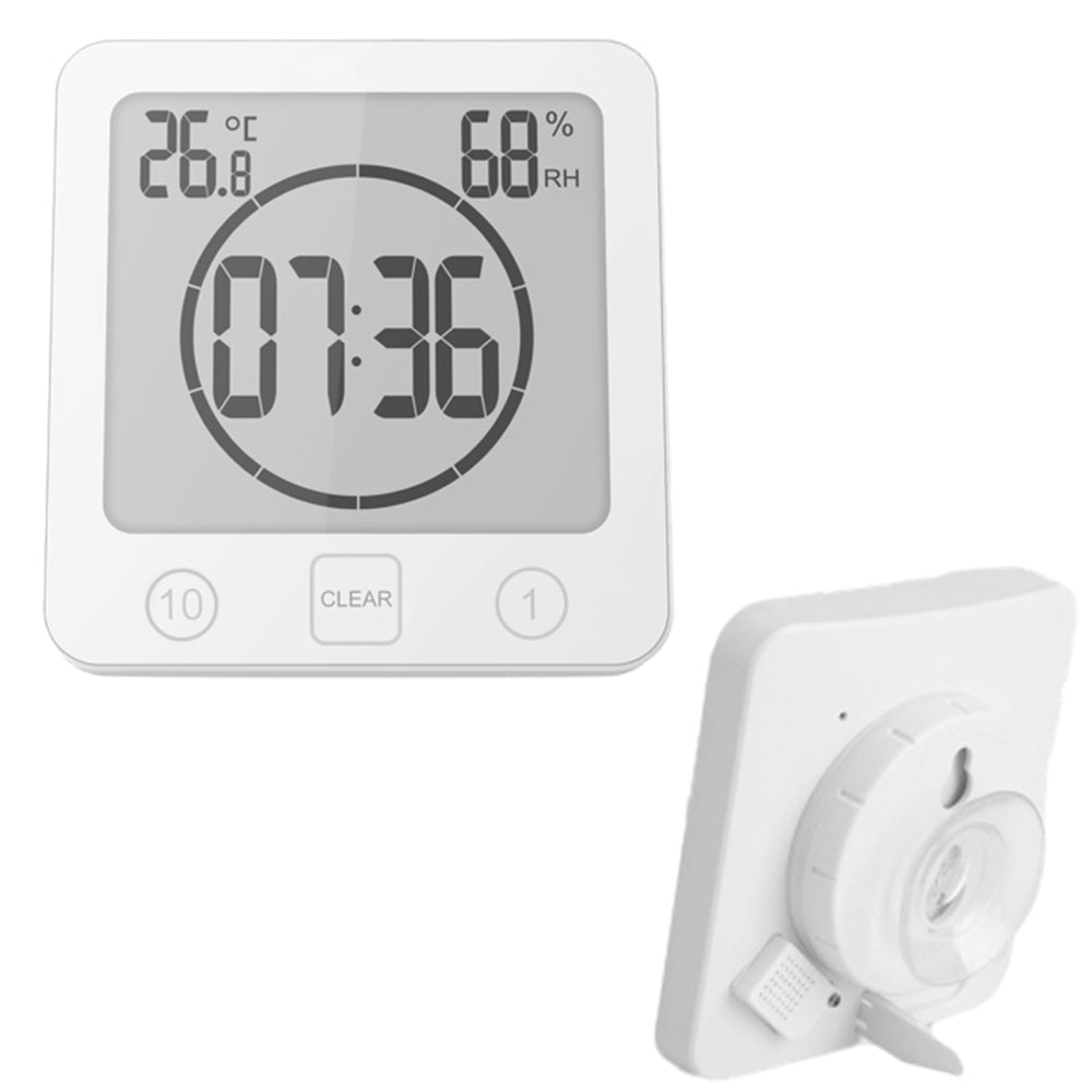 Digital Temperature Humidity Meter Water-Resistant Bathroom Alarm Clock