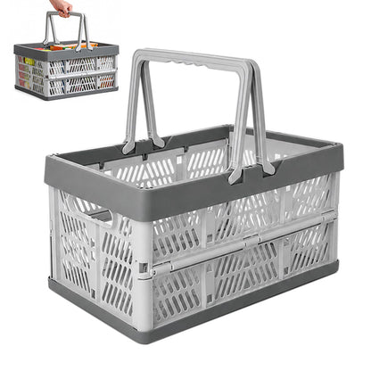 Portable Foldable Storage Basket for Camping Shopping and Home-Grey