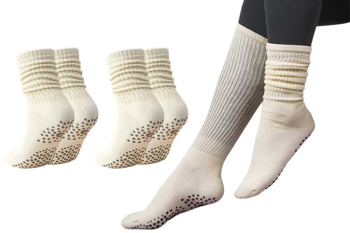 2 Pack Non-Slip Grip Socks for Yoga Pilates