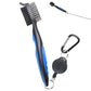 Dual Sided Golf Club Groove Cleaner Brush Tool with Retractable Carabiner
