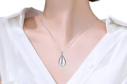 Stainless Steel Teardrop Cremation Pendant Water Drop Tear Shaped Keepsake Necklace
