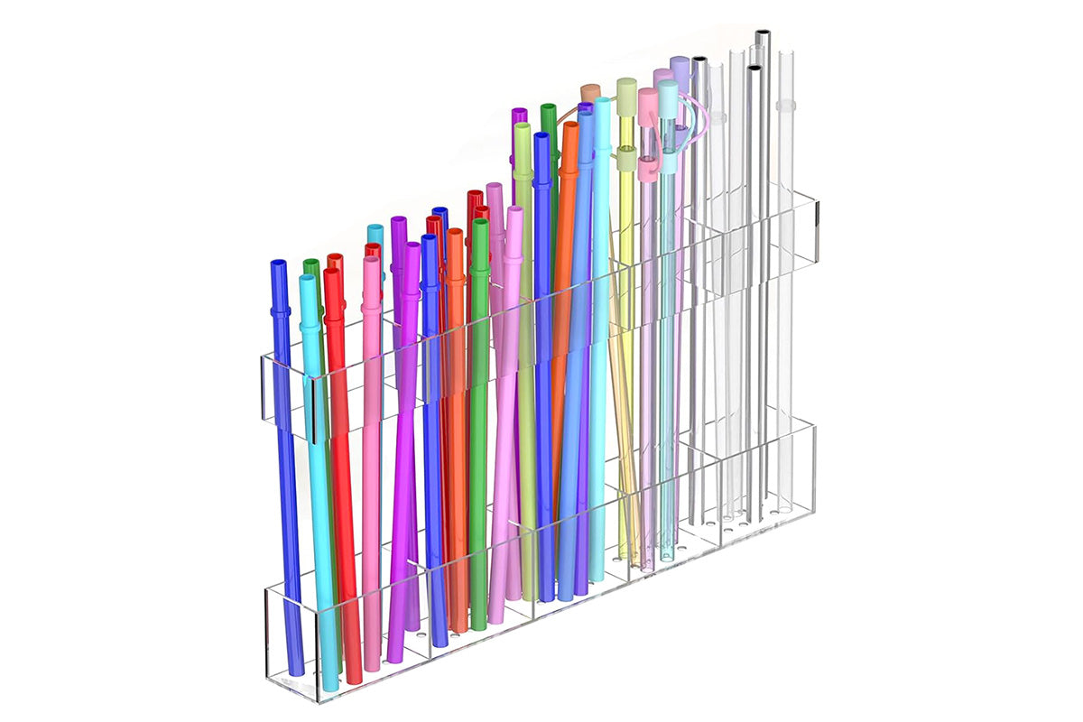 Straw Holder for Cabinet Door Reusable Straw Storage for Kitchen Cupboard