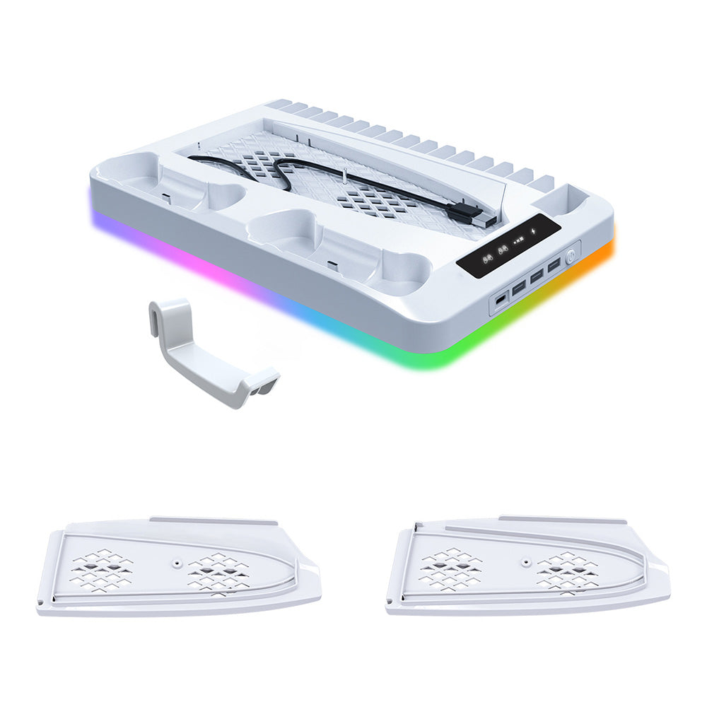 Gaming For PS5 Slim Pro Docking and Cooling Station Charger Headset Holder With RGB Light