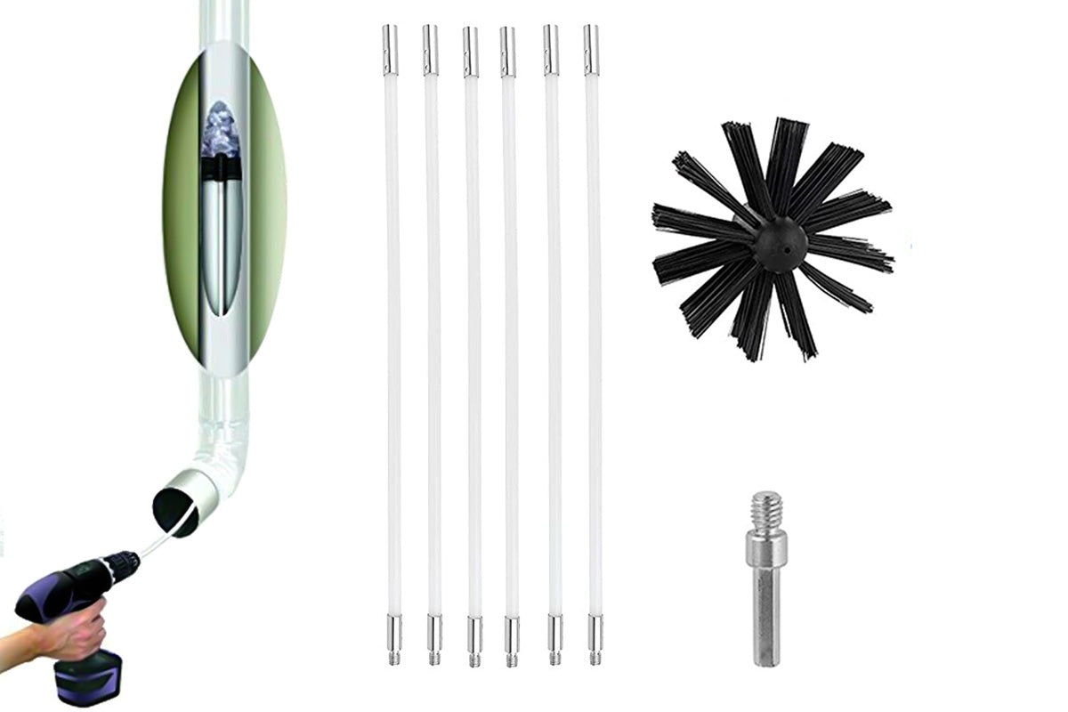 Chimney Cleaning Brush Kit for Fireplace and Flue with Extendable Rods