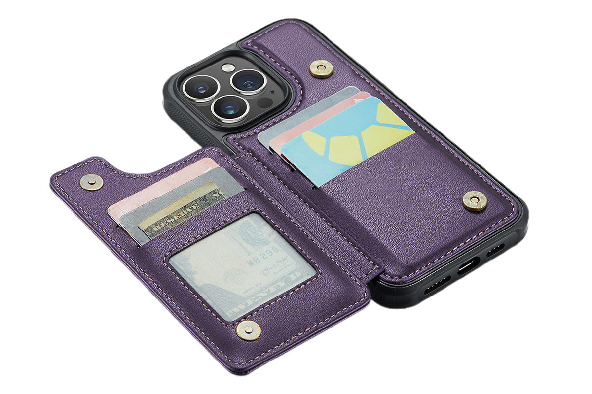 Wallet Case for iPhone 16 Pro Max iPhone16Pro Max 16Pro with Card Holder and RFID Blocking-Purple