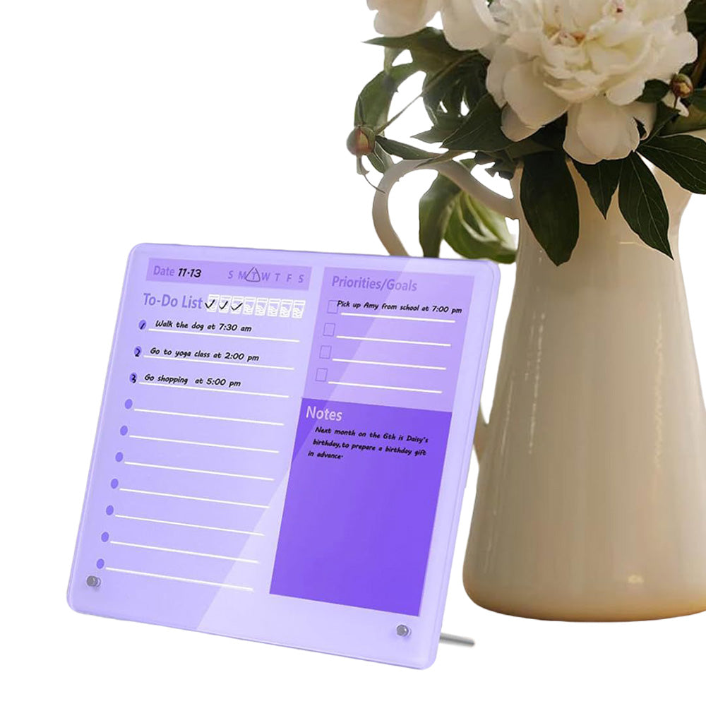 Thick Acrylic Dry Erase Board for Desk Planner with Stand