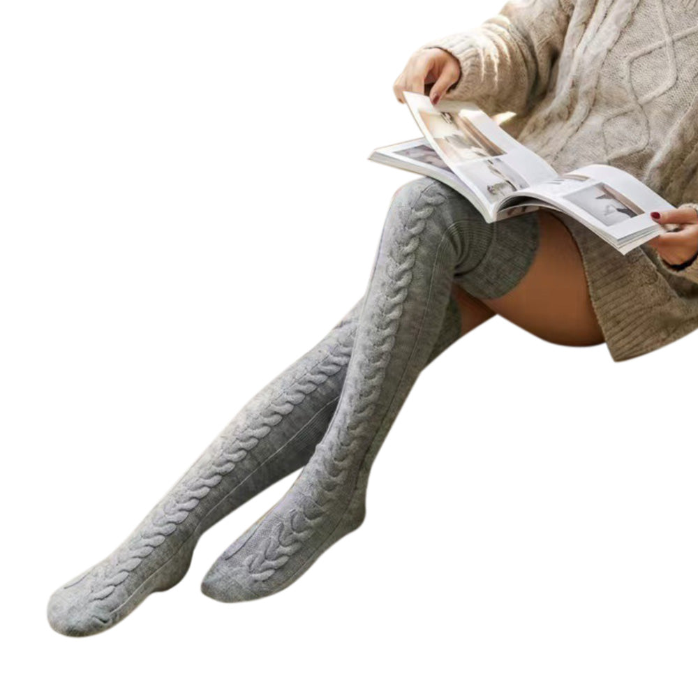 Womens Knitted Over Knee Socks for Fall and Winter Thick and Warm Long Stockings