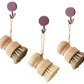3PCS Bamboo Round Mini Dish Brush Natural Cleaning Brush Kitchen Scrubber Set