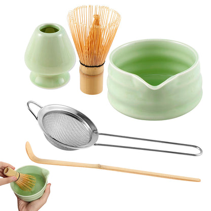 Matcha Whisk Set 5PCS Ceramic Matcha Kit Matcha Bowl With Spout Matcha