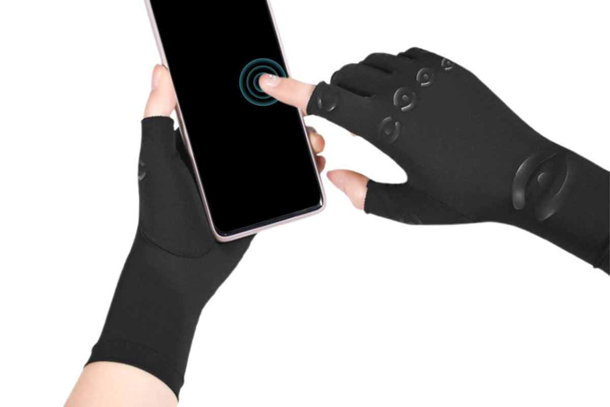 Breathable Half-Finger Gloves with Grip Pads-Black