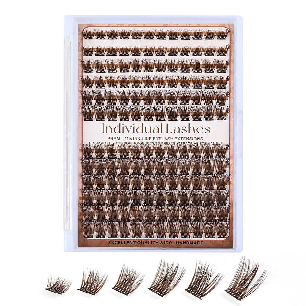 Dark Brown Natural Cluster Lashes DIY Fluffy Individual Reusable for Light Hair